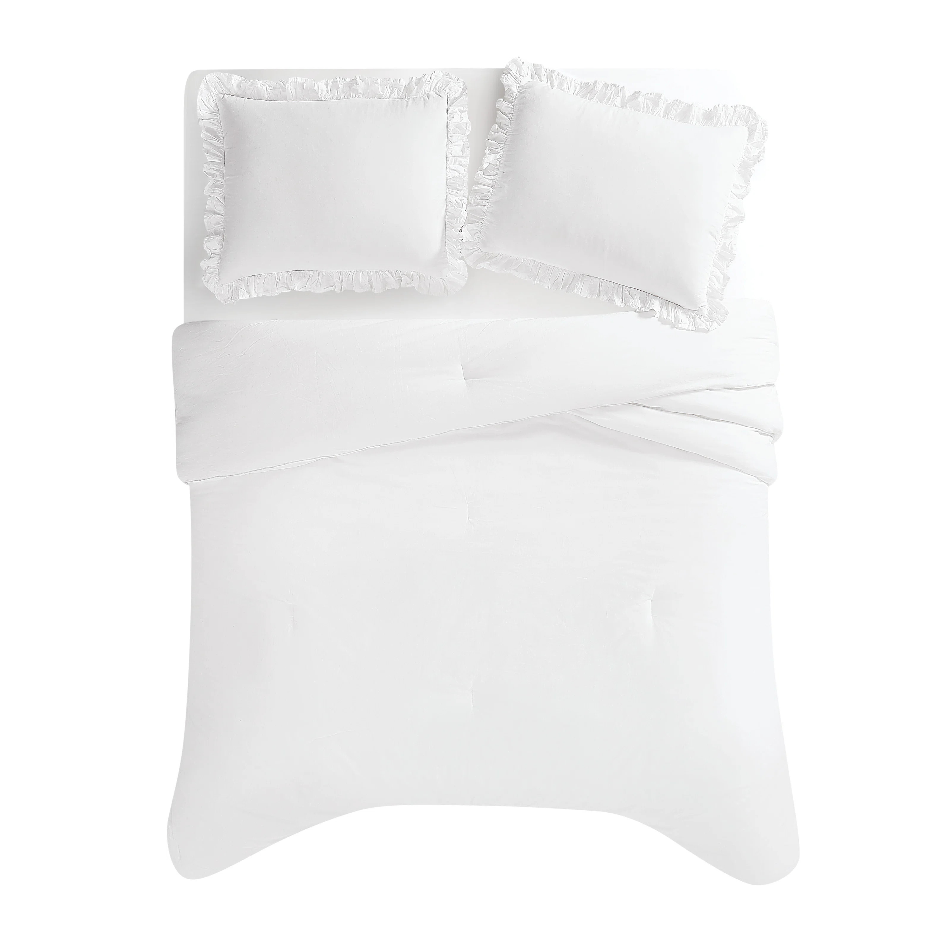 The Farmhouse by Rachel Ashwel Ruffled Washed Cotton White Comforter Set | Wayfair North America