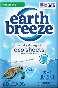 Earth Breeze Laundry Detergent Sheets Fresh Scent - 60 Loads Eco Liquidless Soap - Travel-Friendl... | Amazon (US)