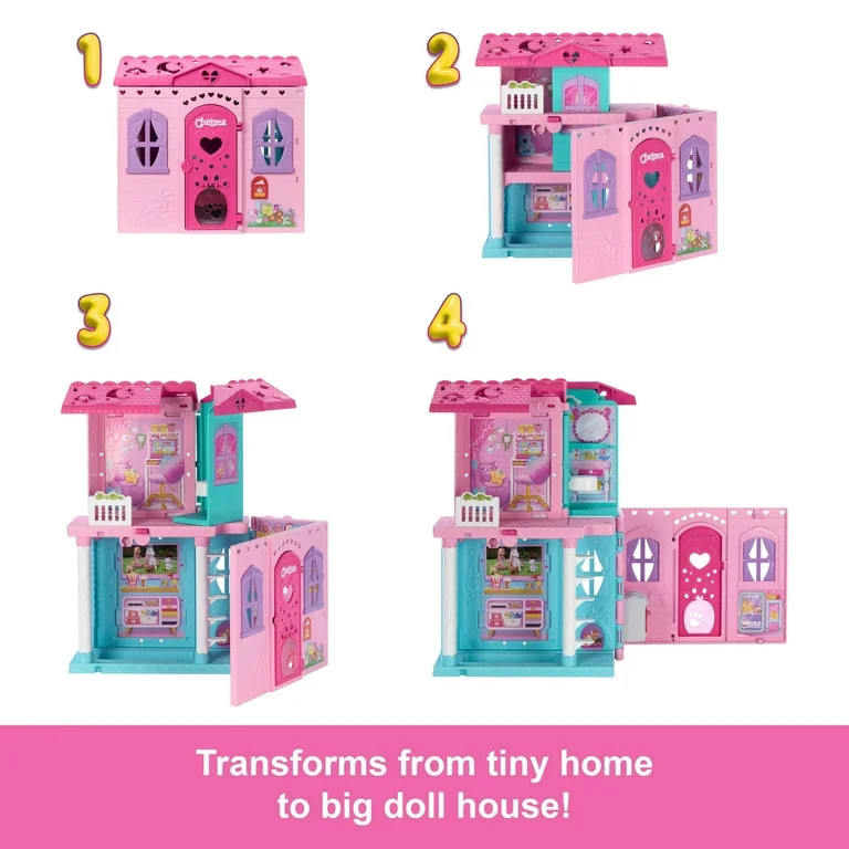 Barbie Chelsea Pop-Up Doll House with Doll & 15+ Accessories, House Expands to 17+ x 13+ inches | Walmart (US)