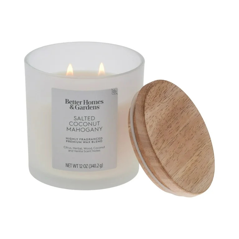 Better Homes and Gardens Salted Coconut Mahogany Scented 2-Wick Frosted Jar Candle 12oz. | Walmart (US)