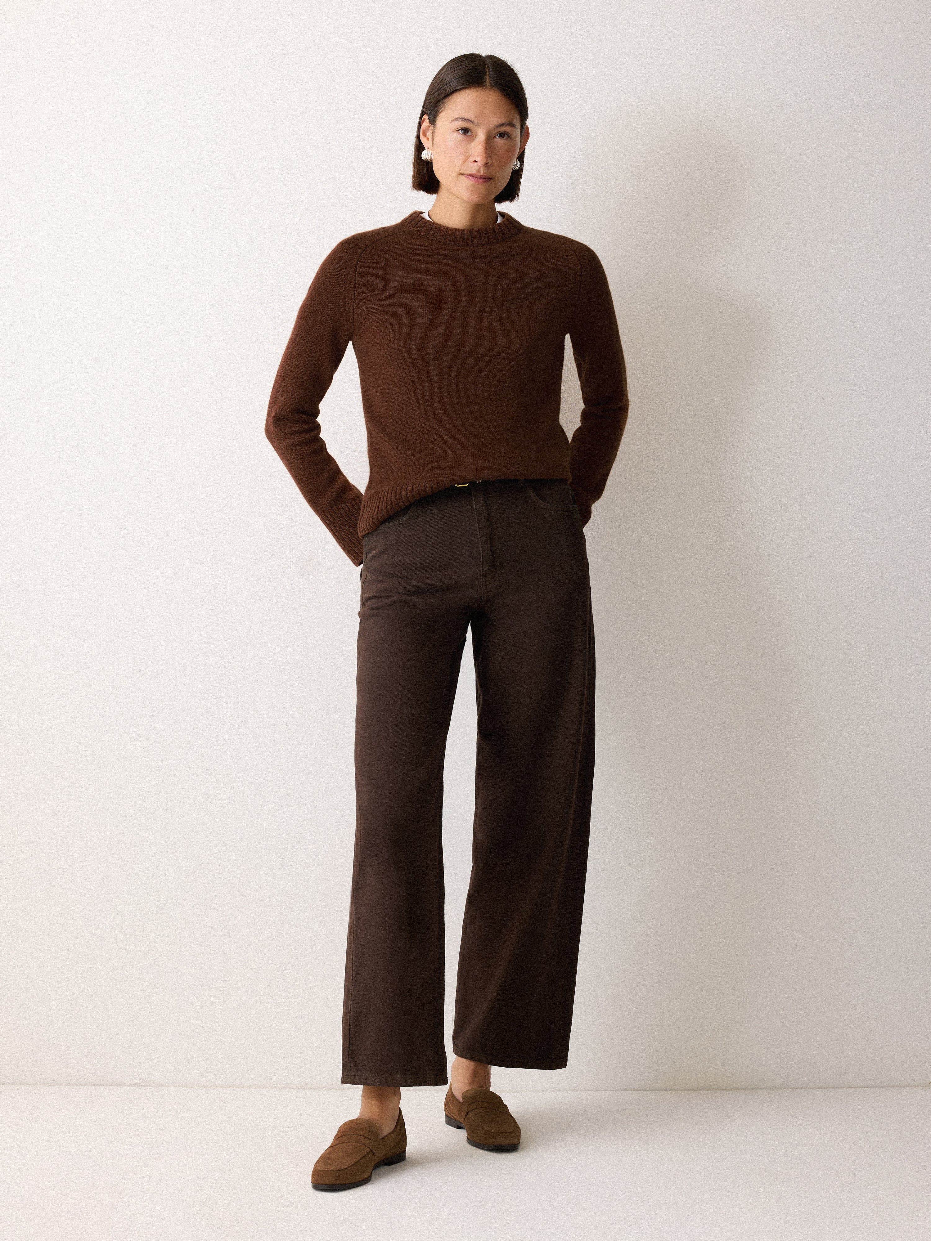 Wool Cashmere Saddle Jumper | Brown | Jigsaw (UK)