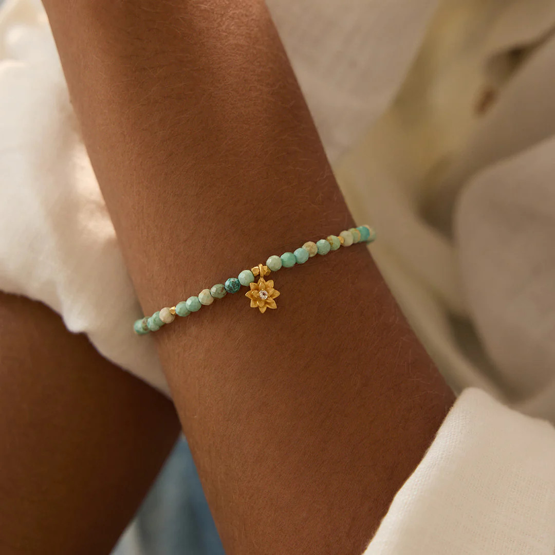 Turquoise Lotus December Birthstone Bracelet | Satya Jewelry