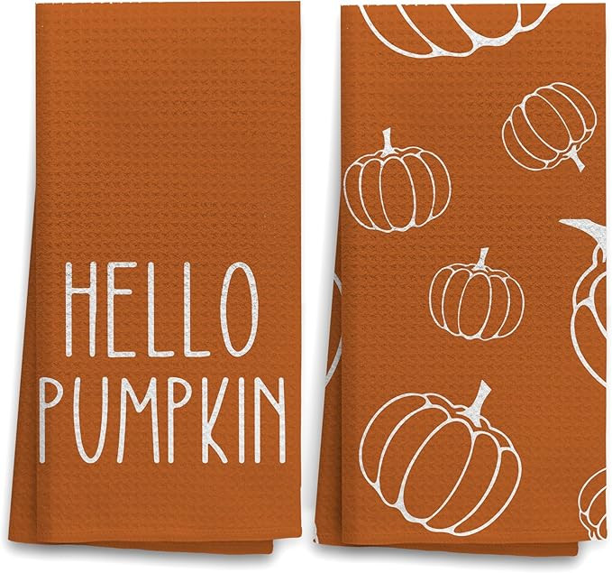 OHSUL Fall Kitchen Towels - Autumn Pumpkin Decor, Hand Dish Towels, Bathroom Decor, Housewarming ... | Amazon (US)