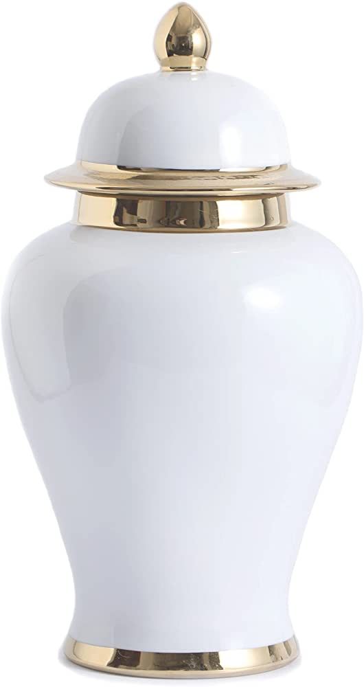 GaLouRo White Ginger Jar with Gold Trim, Ginger Jar Vase Decor for Centerpiece Table Decorations,... | Amazon (US)