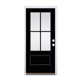 Therma-Tru Entry Door 36-in x 80-in x 4-9/16-in Fiberglass 3/4 lite Left-hand inswing Black Paint... | Lowe's