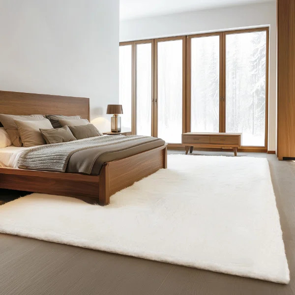 Kaytrin Kai White Fluffy Shag Rug | Wayfair North America