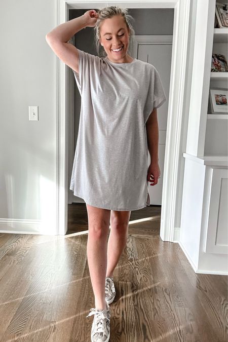 Love a good T-shirt dress! I’m wearing a large but could of easily sized down to a small. Would work great for a swimsuit cover up too. 

#LTKfindsunder50 #LTKstyletip #LTKsalealert