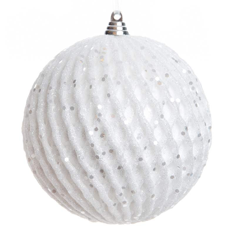 White Glitter Netted Ornament, 3" | At Home