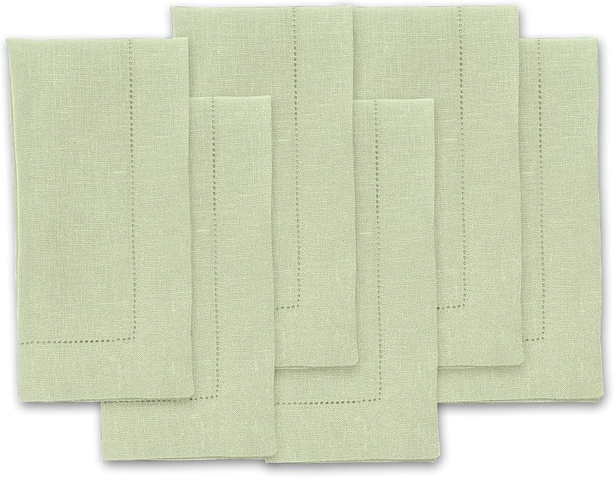 Solino Home Linen Dinner Napkins Set of 6 – 100% Pure Linen Sage Green Napkins, Classic Hemstit... | Amazon (US)