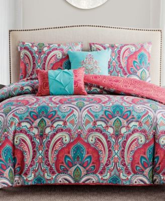 Vcny Home Casa Real Damask Reversible Comforter Sets | Macy's