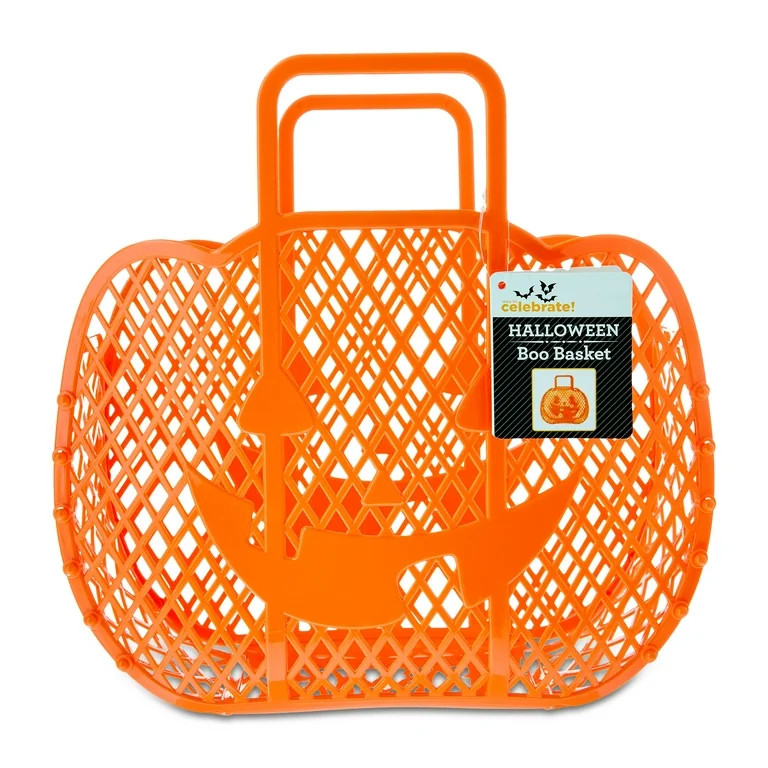Jack-o'-Lantern Boo Basket, Orange, 10", Halloween by Way To Celebrate | Walmart (US)