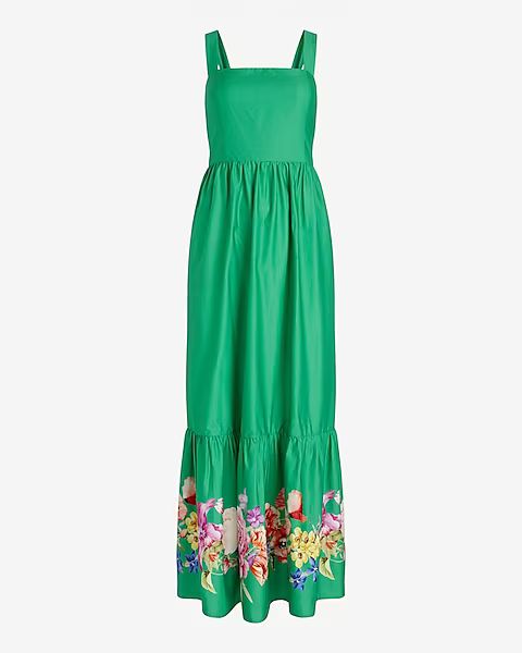 Floral Square Neck Bow Back Tiered Maxi Dress | Express