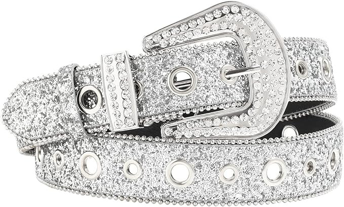 Kajeer Rhinestone Belt for Women Men, Bling Belt Vintage Cowgirl Belt Sequin Diamond Studded West... | Amazon (US)