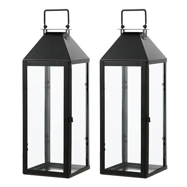 SAFAVIEH Outdoor Ruane Lantern Set of 2 - Tall Decorative Patio Lanterns, 17.5-Inch - 6"W x 5"D x... | Bed Bath & Beyond