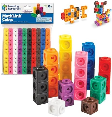 Learning Resources MathLink Cubes - Set of 100 Cubes, Ages 5+ Kindergarten, STEM Activities, Math... | Amazon (US)