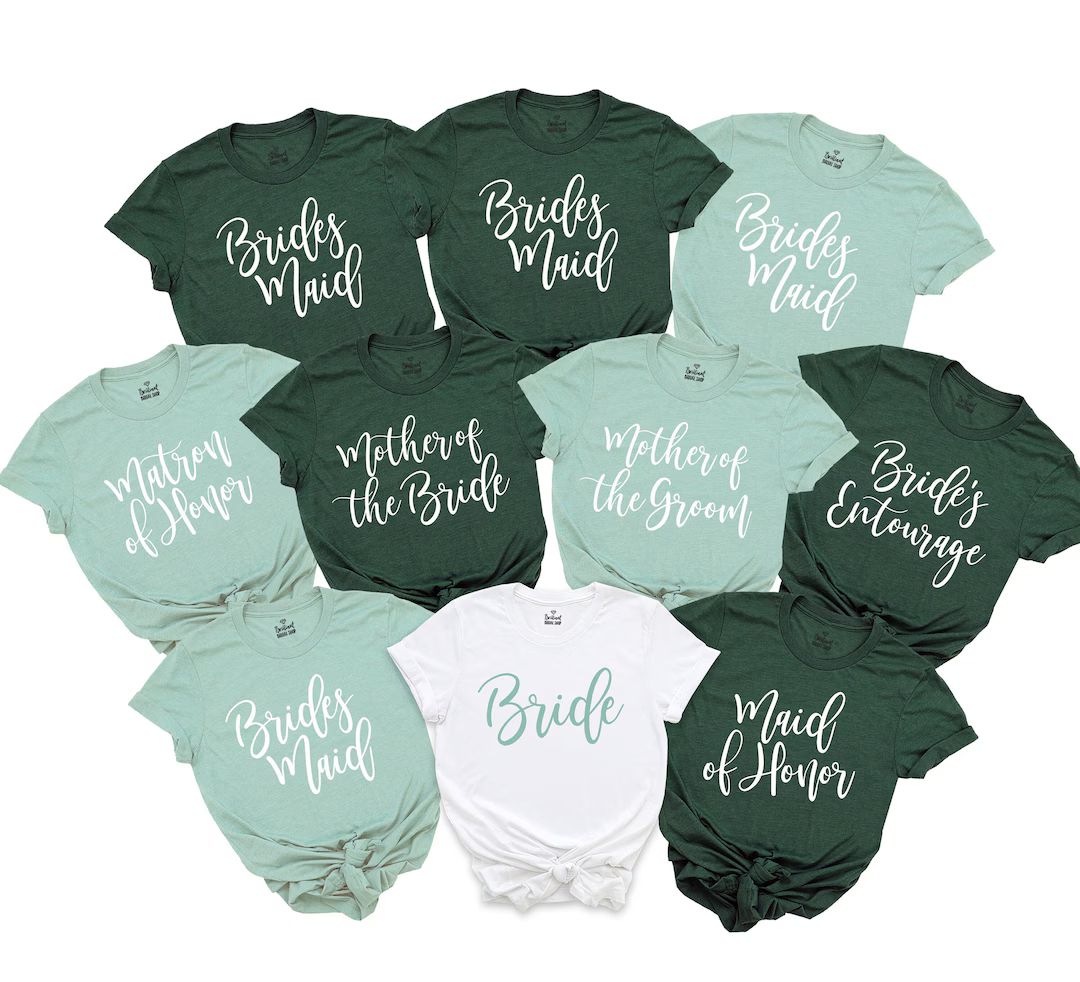 Bridesmaid Shirts, Sage Green, Emerald, Bachelorette Party Shirts, Bridesmaid Proposal, Bridal Pa... | Etsy (US)