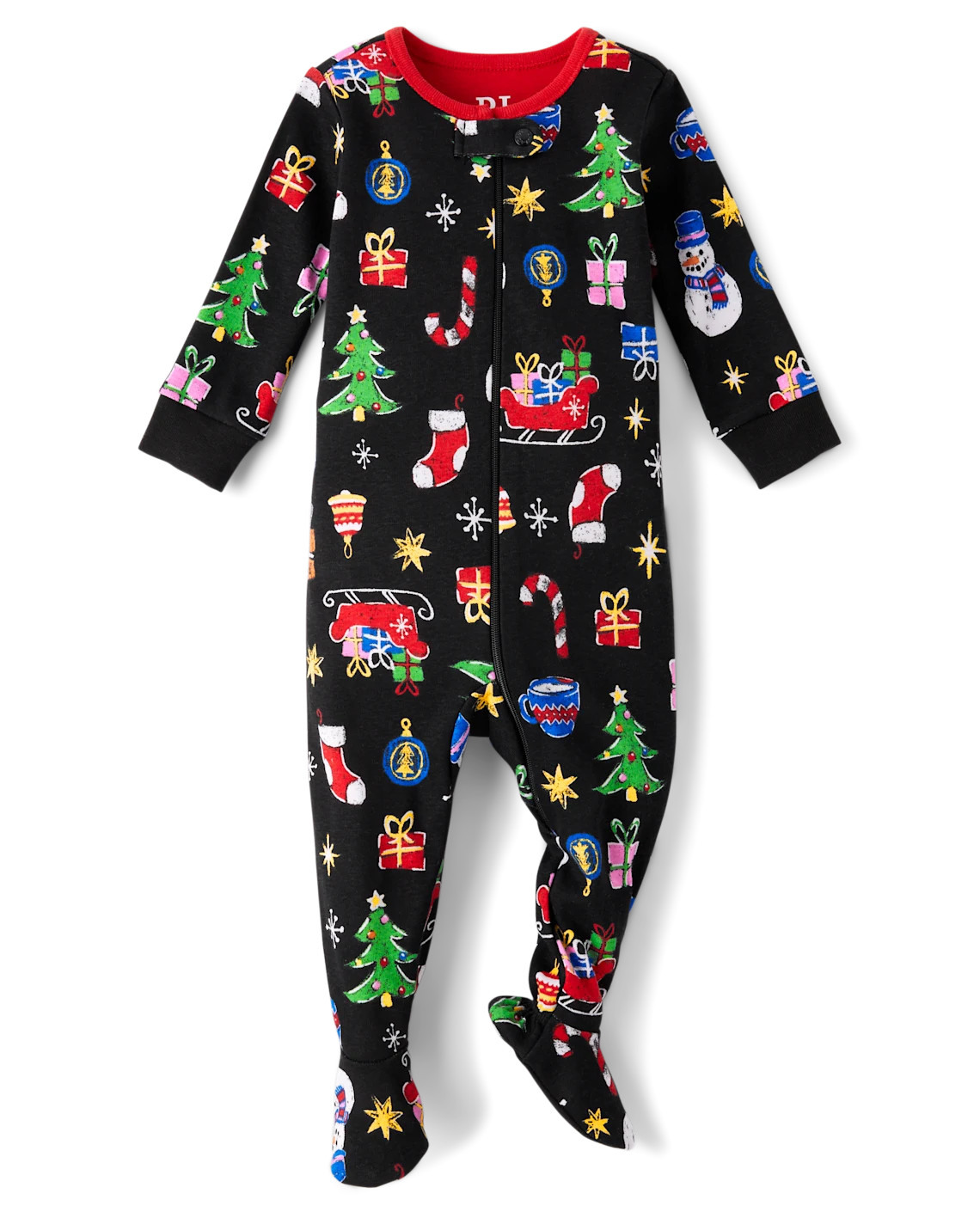 Baby And Toddler Matching Family Holiday Snug Fit Cotton Footed One Piece Pajamas - black | The Children's Place