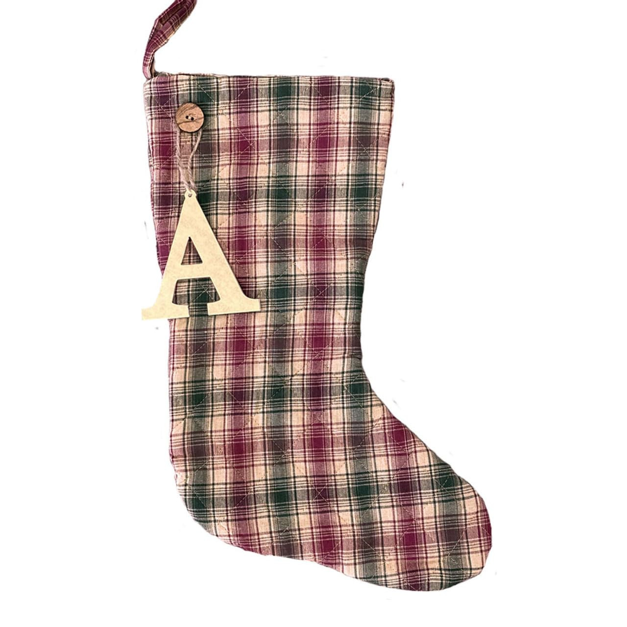 Marilee Home Vintage Christmas 1 Simple Quilted Plaid Homespun Christmas Stocking with Personaliz... | Amazon (US)