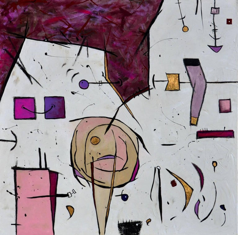 Anita Loomis, "Bold 2", Abstract, Contemporary, Mauve, Neutral, Gold Leaf, Oil Painting, 2017 | 1stDibs