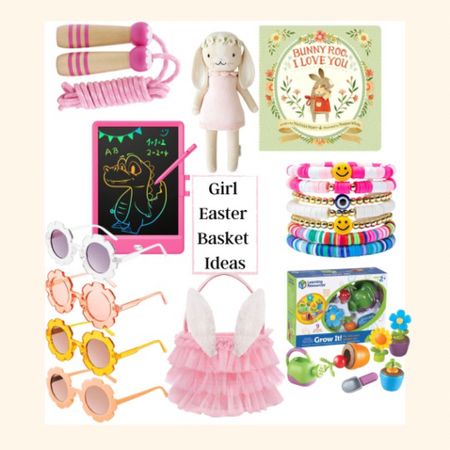 Easter Basket Fillers for the Little girl..

Affordable and fun, no candy needed!

Little gifts she use and play with.

Pink wooden handle jump rope
Sweet little stuffed Rabbit 
Sun glass set 
Easter book
Little potted planting set
Cute basket 
Drawing board
A set of bracelets 


#LTKSeasonal