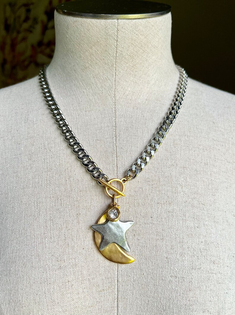 Crescent Moon & Star Necklace - Etsy | Etsy (US)