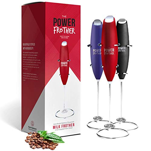 Milk Frother - Red Power Frother by Omega PowerCreamer - Ultra Durable Electric Handheld - Battery O | Amazon (US)