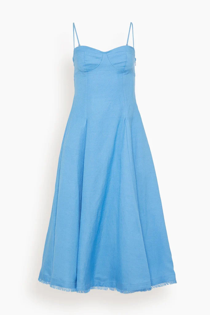 Analise Sleeveless Bustier Midi Dress in Pacific | Hampden Clothing