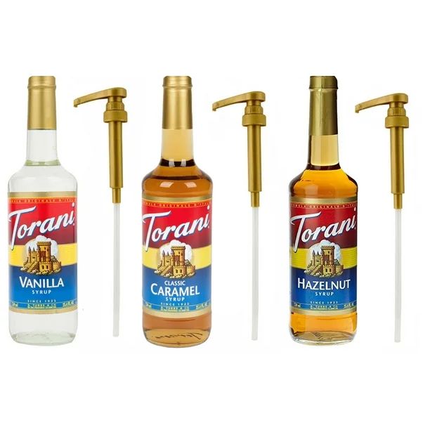 Torani Syrup, Vanilla, Caramel and Hazelnut, 25.4 oz (3 pack) Plus Three Syrup Pumps for Torani 2... | Walmart (US)