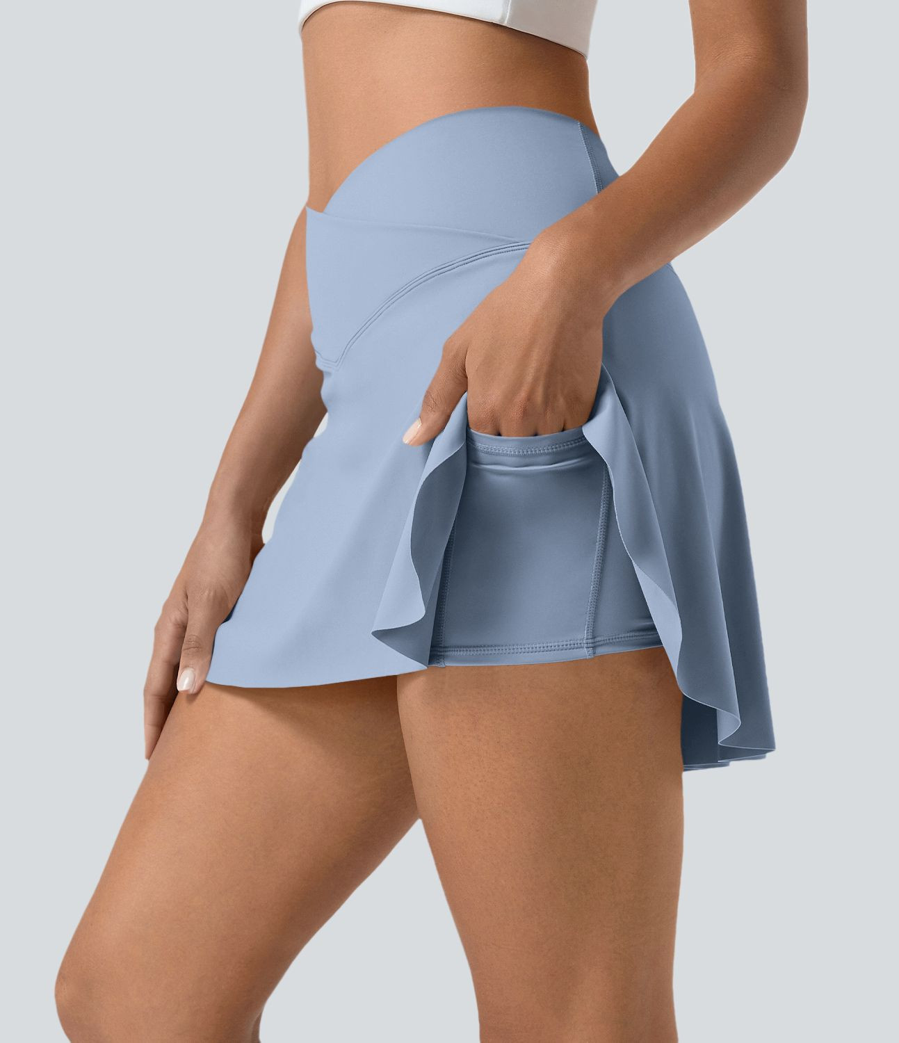Women’s Everyday SoftlyZero™ Airy Crossover 2-in-1 Side Pocket Cool Touch Mini Tennis Skirt-L... | HALARA