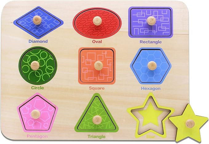 Aile Toddler Wooden Preschool Learning Shape Peg Puzzle Board Toys | Amazon (US)