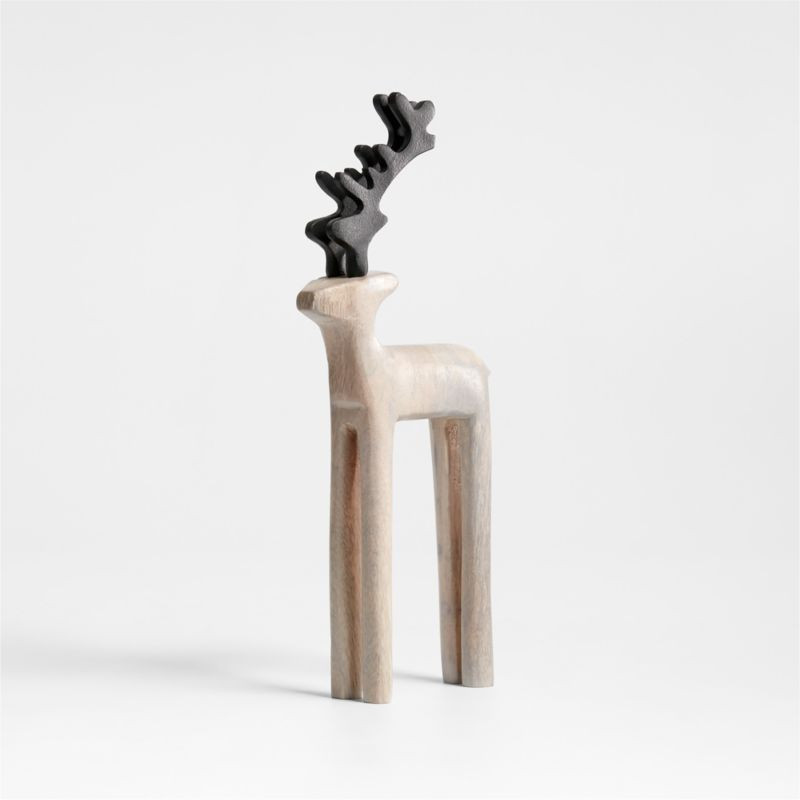Wood Reindeer Holiday Decoration 10.5" Crate&Barrel Finds Crate&Barrel Deals Crate&Barrel Sales | Crate & Barrel