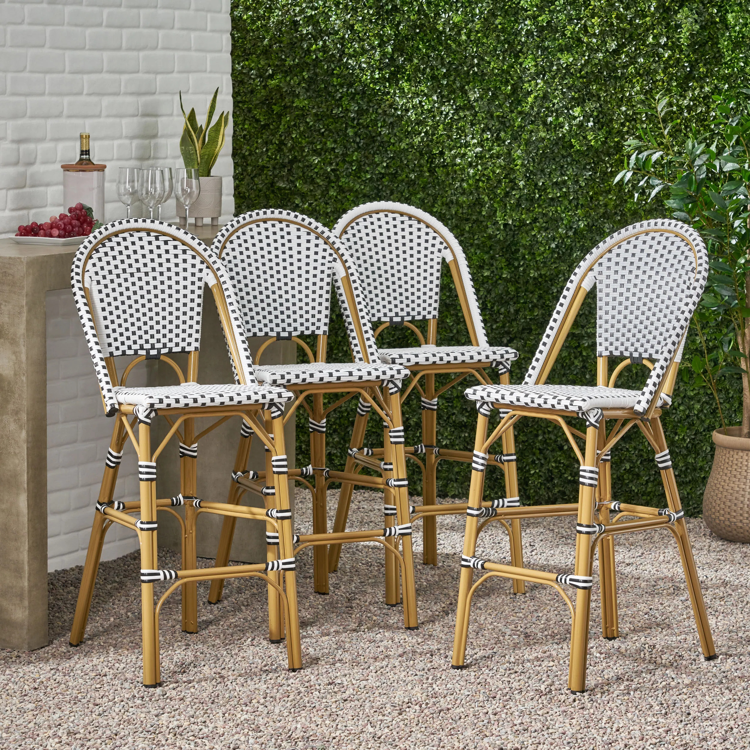 Battaglia Polyethylene (PE) Wicker Outdoor Stool (Set of 4) | Wayfair North America