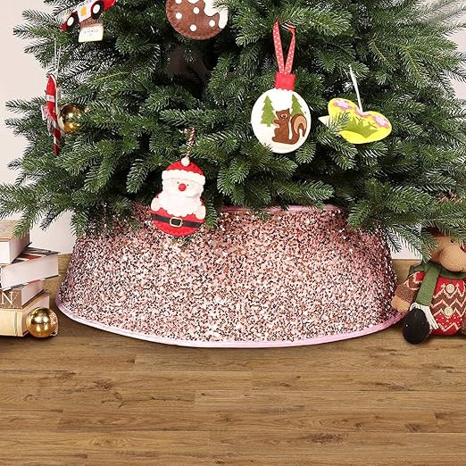 EDLDECCO Christmas Tree Collar 30 Inches Base Sequin Buffalo Check Tree Skirt Ring Plastics Sheet... | Amazon (US)