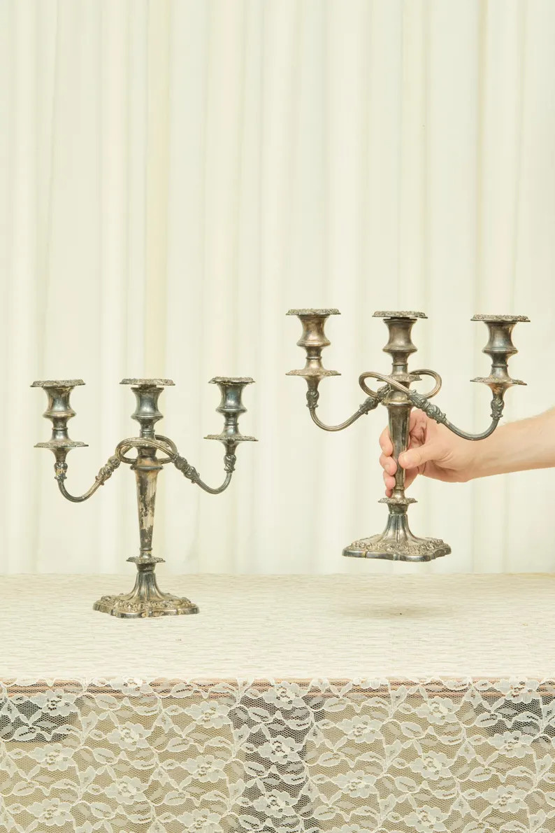Vintage 3 Arm Silver Candelabra Set/2 | Etsy (Global)