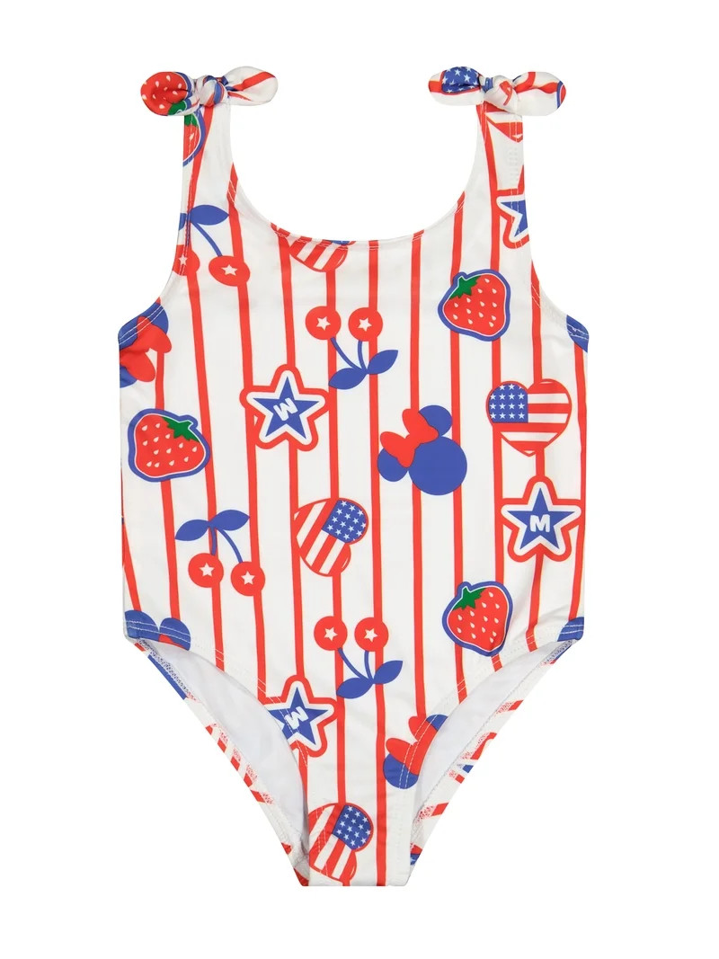 Minnie Mouse Stripe Toddler Girl One-Piece Swimsuit, Sizes 12 Months-5T | Walmart (US)