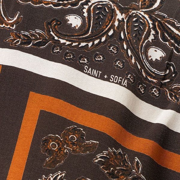Turn Up Contrast Tee - Brown Paisley | Saint + Sofia