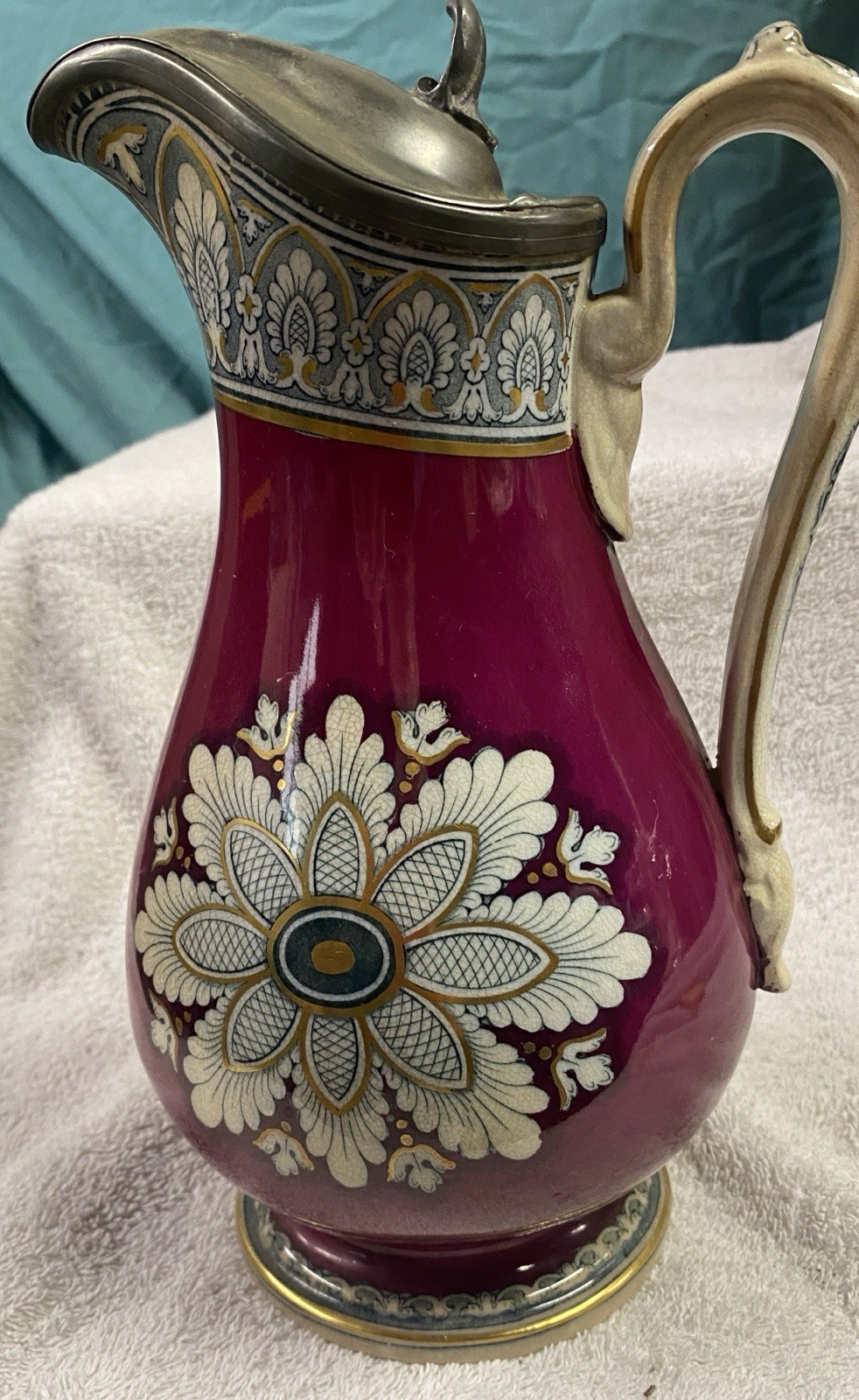 Staffordshire  milk Pitcher, Pewter Top | eBay | eBay US