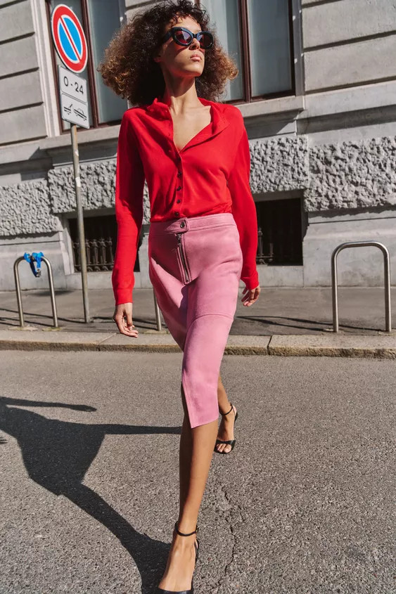 JUPE MI-LONGUE EFFET DAIM | Zara US