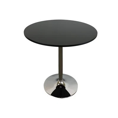 36" Black and Silver and Metal Pedestal Base Round Top Dining Table | Wayfair North America