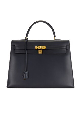 Hermes 1977 Box Kelly 35 Handbag in Navy | FWRD 