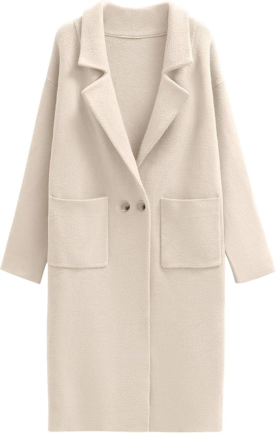 Caracilia Womens Long Cardigan Sweaters Fall Oversized Open Front Knit Jacket Lapel Dressy Coatig... | Amazon (US)