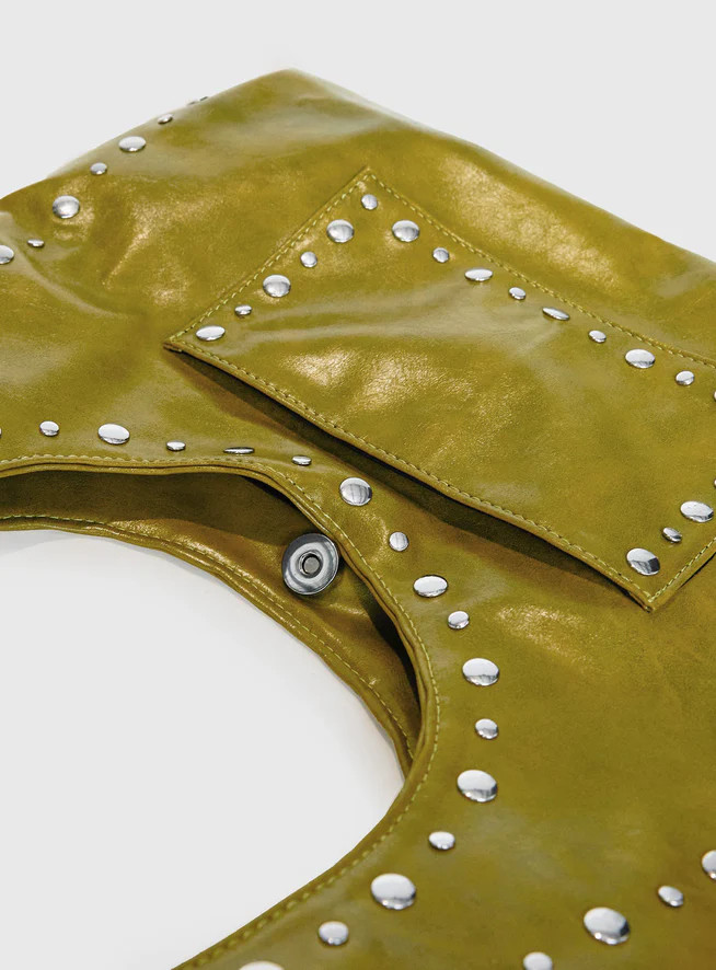 Bankes Studded Shoulder Bag Green | Princess Polly US