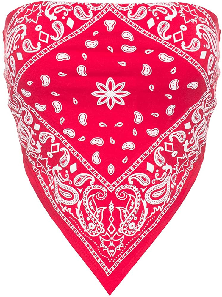 Design by Olivia Women's Sexy Paisley/Tie Dye Bandana Tube Crop Top Shirt- Made in USA | Amazon (US)