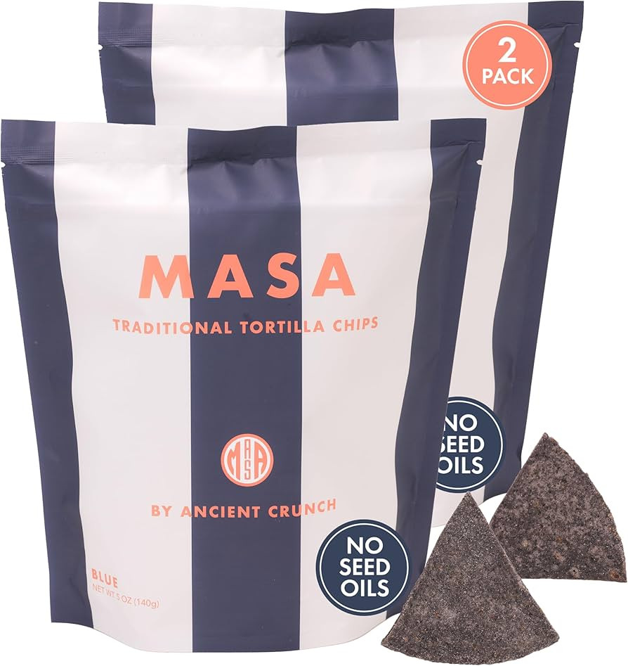 MASA Chips Blue Corn Tortilla Chips - Naturally Grown Blue Corn with Grass Fed Tallow and Sea Sal... | Amazon (US)