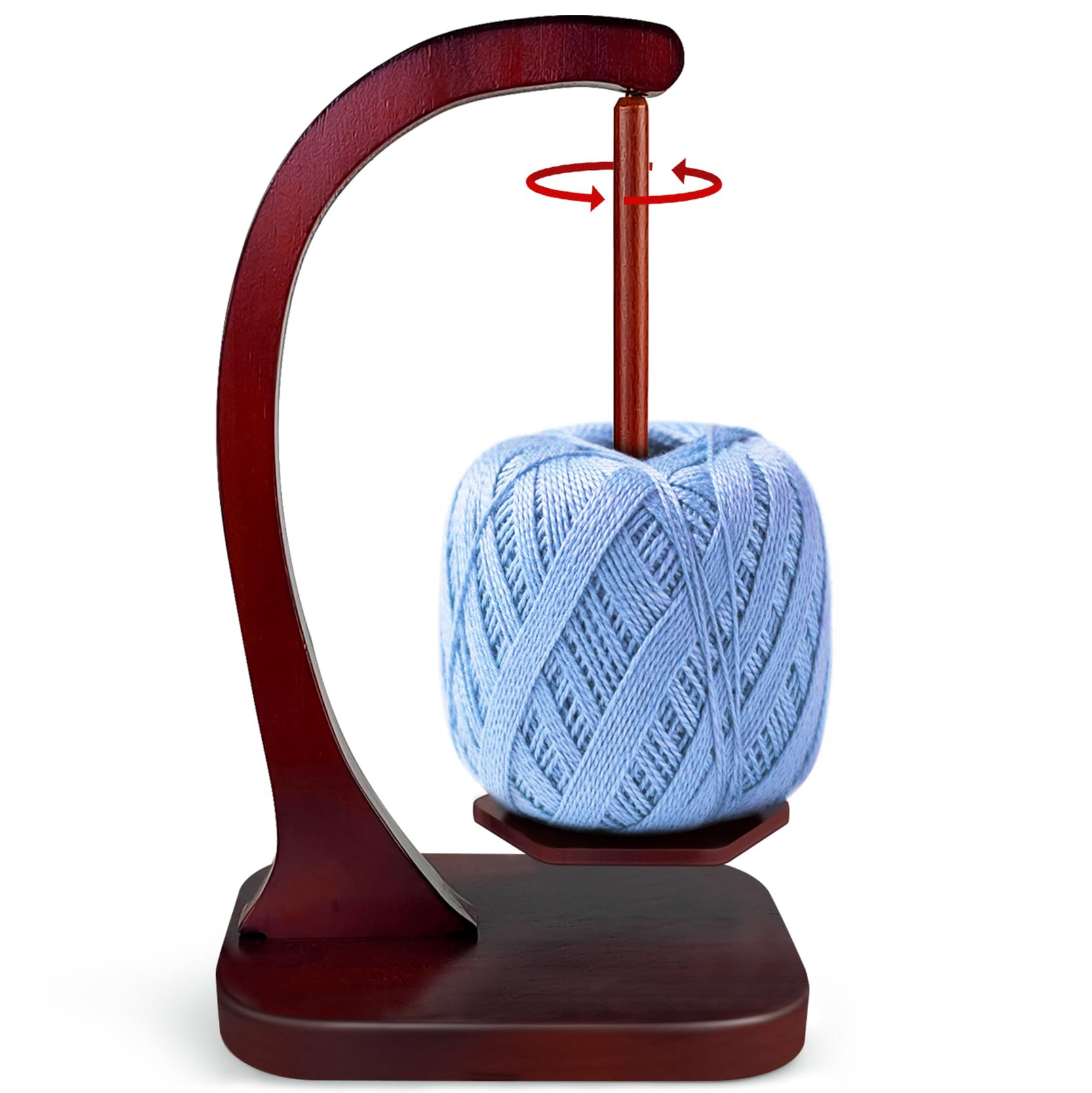 JUCPASH Yarn Ball Holder for Knitting and Crocheting, Wooden Yarn Spinner with Magnetic Metal Twirling Mechanism and Anti-Slip Pads, Crochet Gift for Knitting Lovers | Amazon (US)