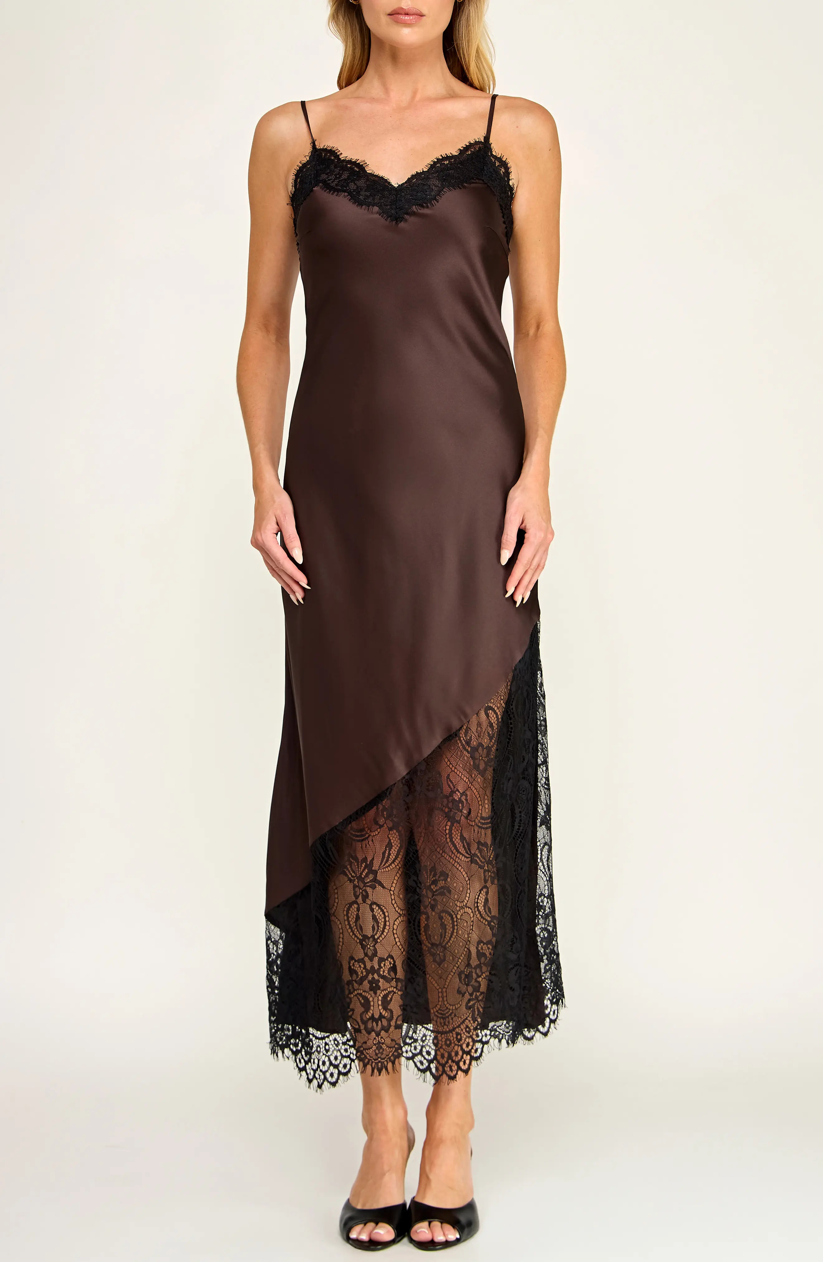 Socialite SATIN SLIP WITH DRAMATIC LACE (Women) | Nordstrom | Nordstrom