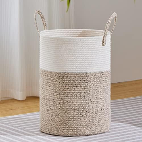 VIPOSCO Large Laundry Hamper, Tall Woven Rope Storage Basket for Blanket, Toys, Dirty Clothes in ... | Amazon (US)