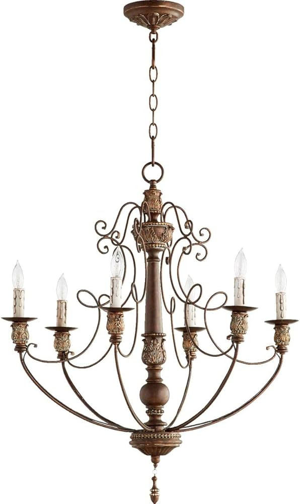 Quorum 6106-6-39 Traditional Six Light Chandelier from Salento Collection in Copper Finish, | Amazon (US)