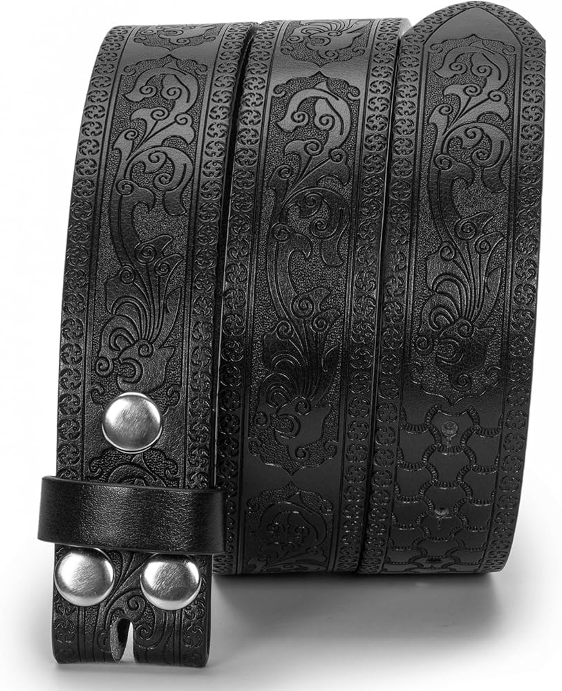 MUGANYI Western Cowboy PU Leather Belt - No Buckle Women Waist Strap Bull Decoration Floral Engra... | Amazon (US)