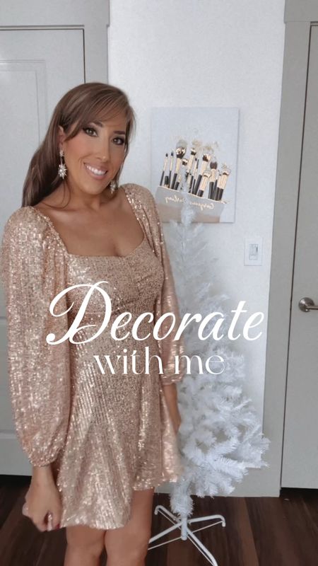 Decorating my white 5ft Christmas in my office. Used rose gold ornaments and rose gold tree topper. Gold sequin tree skirt. Love how it turned out!
Use code: December20 for my Pink Lily dress! 

#LTKVideo #LTKhome #LTKHoliday